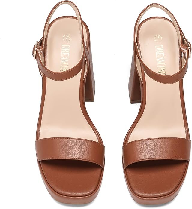 DREAM PAIRS Heels for Women Block Chunky Platform High Heels Open Toe Fashion Wedding Party Evening Prom Dance Ankle Strap Dress Pump Sandals Shoes