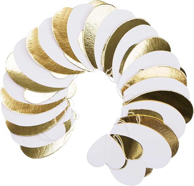 GCQQ White Gold Heart Garlands - 52Ft Glitter Valentines Day Decorations 4 Packs Paper Heart Hanging Streamers Garland for Valentine's Day Party Decoration Wedding Birthday Bridal Shower Decor