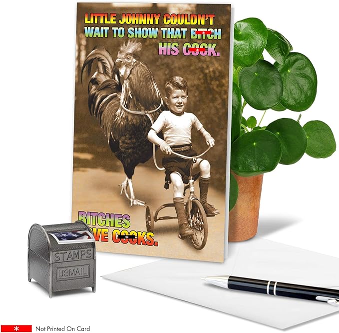 NobleWorks -1 Funny Birthday Card for Men - Inappropriate Grown-Up Humor, Hilarious Birthdays (Buyer Discretion Advised) - B-tches Love C-ck 8002