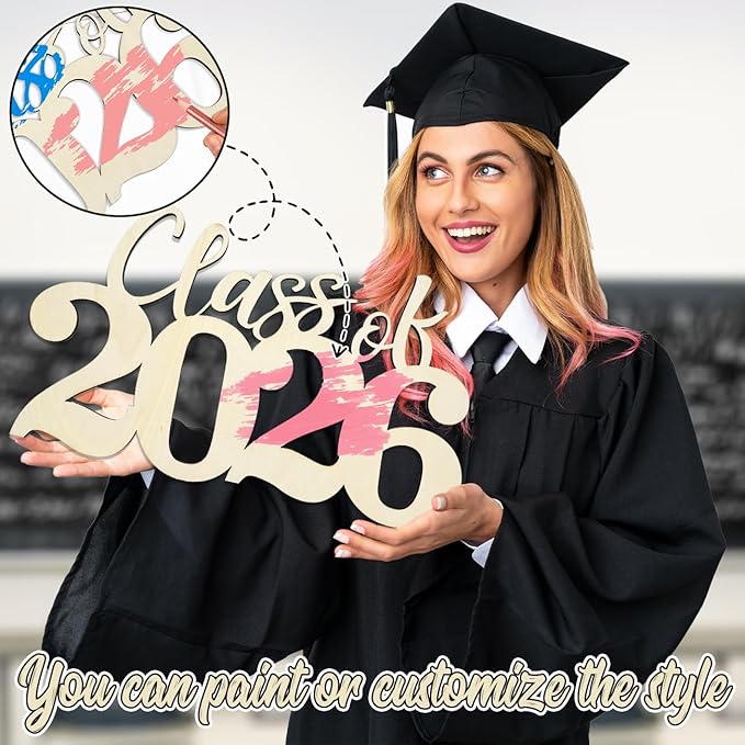 2026 Graduation Decorations Class of 2026 Wooden Sign 2026 Wood Cutout Ornament Graduation Photo Booth Prop Changing The Color by Yourself Wood Sign