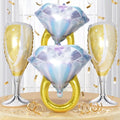 Diamond Ring Balloons Champagne Wine Glass Foil Balloons for Engagement Bachelorette Bridal Shower Wedding Proposal Marriage Anniversary Just Engaged Married She Said Yes Celebration Party Decorations