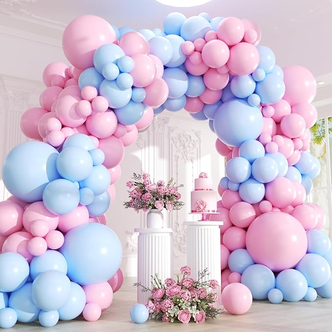 Pink and Blue Balloons Garland Arch Kit - 170Pcs Gender Reveal Balloon Garland Arch Kit Different Size Balloons for Boy or Girl Gender Reveal Baby Shower Birthday Party Decorations