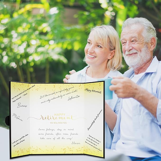 Black Gold Retirement Party Decorations - Retirement Signing Board Guest Book Alternative | Officially Retired Gift for Men & Women | Farewell Party Supplies