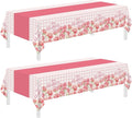 2 Pack Mothers Day Tablecloth,Mothers Decorations 54" x 108" Disposable Plastic Tablecloth,Mothers Table Cloth Plastic Pink Table Cover for Party Supplies,Birthday,Home,Dinner,Indoor,Outside Picnic
