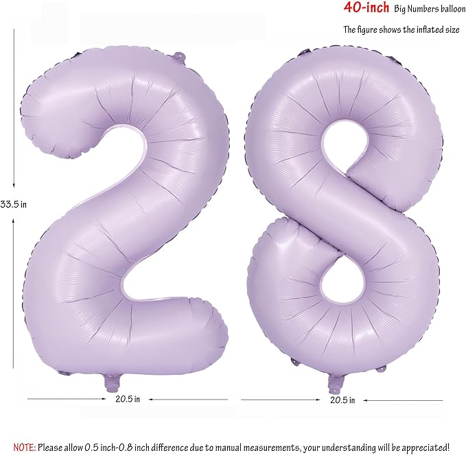 40 In Matte Purple Number Balloons Helium Foil Mylar Balloon Birthday Party banquet Decoration Digital 28