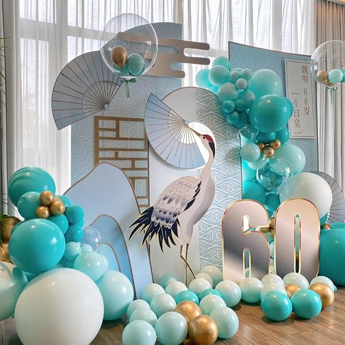 105pcs Teal Balloons 12inch Party Latex Balloons for Boys Girls Birthday Baby Shower Gender Reveal Wedding Sunflower Party Decorations