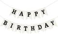 Burlap Happy Birthday Banner, Black Assembled Happy Birthday Banner Sign Garland for Boys Girls Rustic Party Decorations