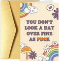 Chenive Funny Birthday Card for Her, Happy Birthday Card for Wife Girlfriend, Rainbows Bday Greeting Card for Friend Bestie, You Don't Look A Day Over Fine