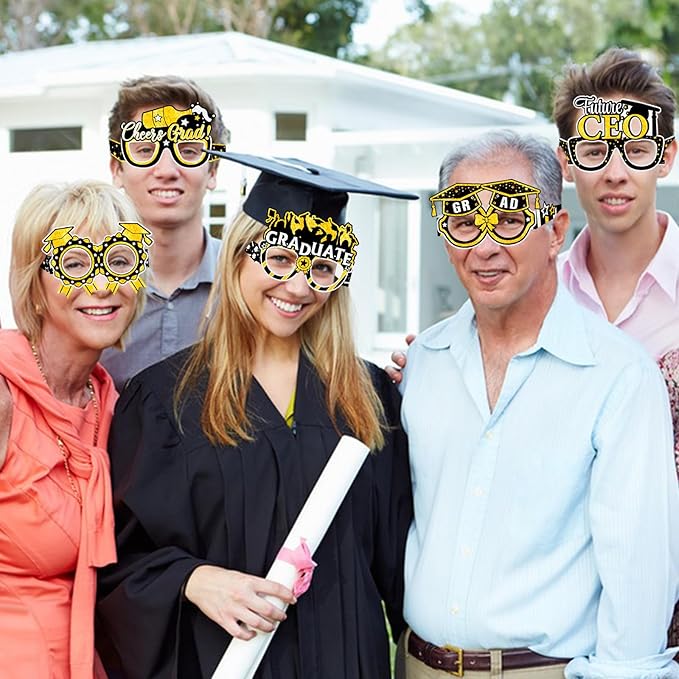12PCS Graduation Glasses, Graduation Party Paper Eyeglasses Photo Booth Props for Class of 2026 Grad Party Supplies Decorationss