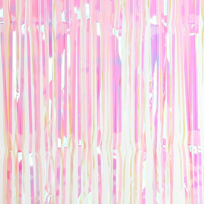 Dazzle Bright 2 Pack Backdrop Curtain, 3FT x 8FT Metallic Tinsel Foil Fringe Curtains Photo Booth Background for Baby Shower Party Birthday Wedding Engagement Bridal Shower (Multicolor)
