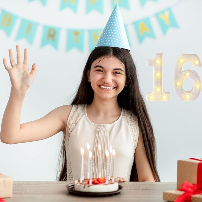 16th Birthday Decorations for Girls Boys,Sweet 16 Party Decorations for Centerpieces Table,Light Up Numbers Sweet 16 Sign for Party Backdrop Wall Decor for 16th Wedding Anniversary Decoration