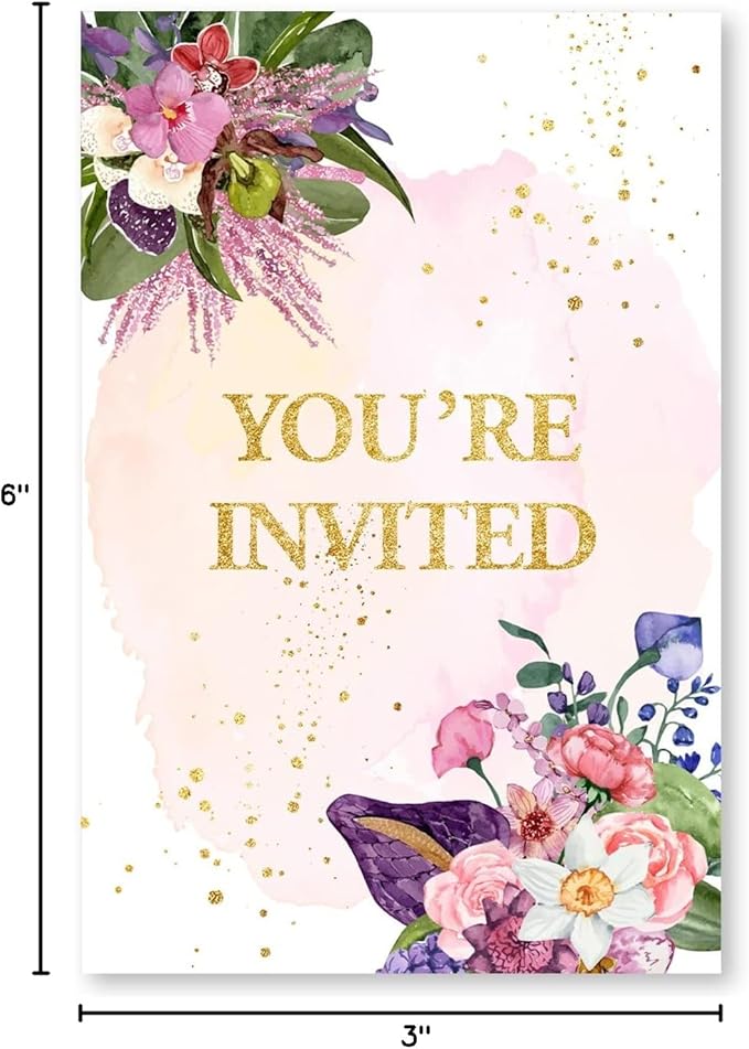 Soiceu Floral Retirement Party Invitations with Envelopes Set of 20 Elegant Flowers Retirement Dinner Party Invites
