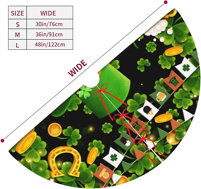 St Patrick's Day Tree Skirt Xmas Tree Mat Halloween Christmas Tree Ornaments Decorations Holiday Party Indoor Outdoor 30"