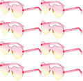 Frienda 8 Pairs Heart Shaped Sunglasses for Women Rimless Heart Glasses Candy Color Sunglasses for Party Favor