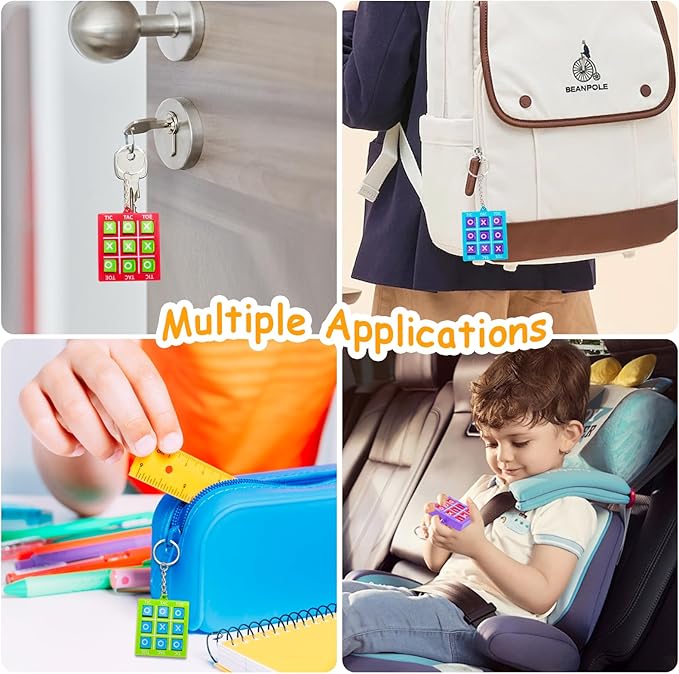 32Pcs Tic Tac Toe Keychains Game, Birthday Party Favors Easter Goodie Bags Stuffers for Kids 3-5 4-8 8-12, Small Treasure Box Classroom Carnival Prizes Easter Basket Egg Filler Student Gifts Girl Boy