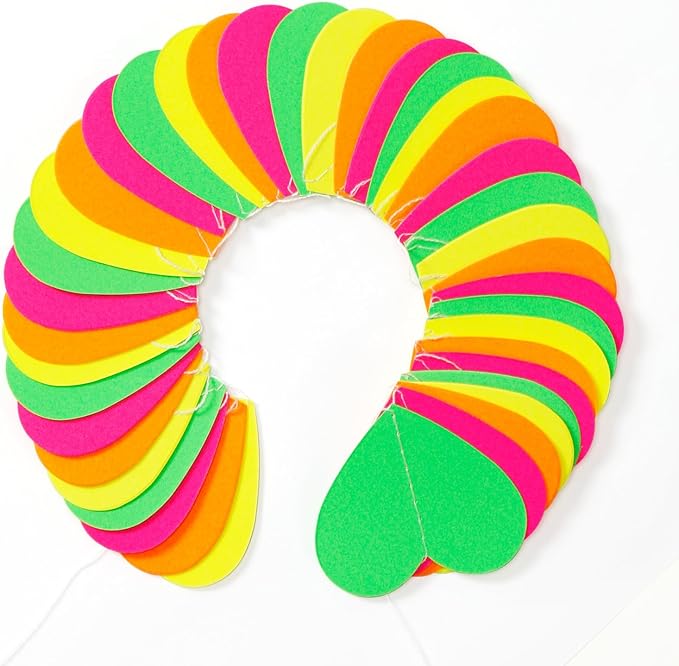 UV Neon Party Decorations Valentines-Day Heart-Garland - 52ft Glow in The Dark 80s Hanging Streamers Banner,Girl Romantic Galentines Wedding Anniversary Baby Bridal Shower Engagement Decor Panduola