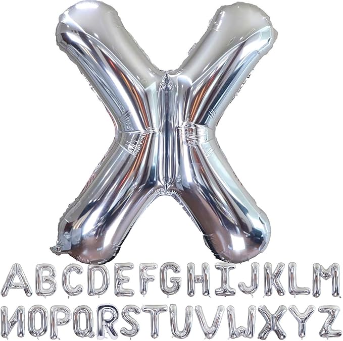 Silver Letter X Balloons 40 inch Large Alphabet X Balloons Silver Helium Foil Letter Balloon Banner for Birthday Party Anniversary Wedding Decoration