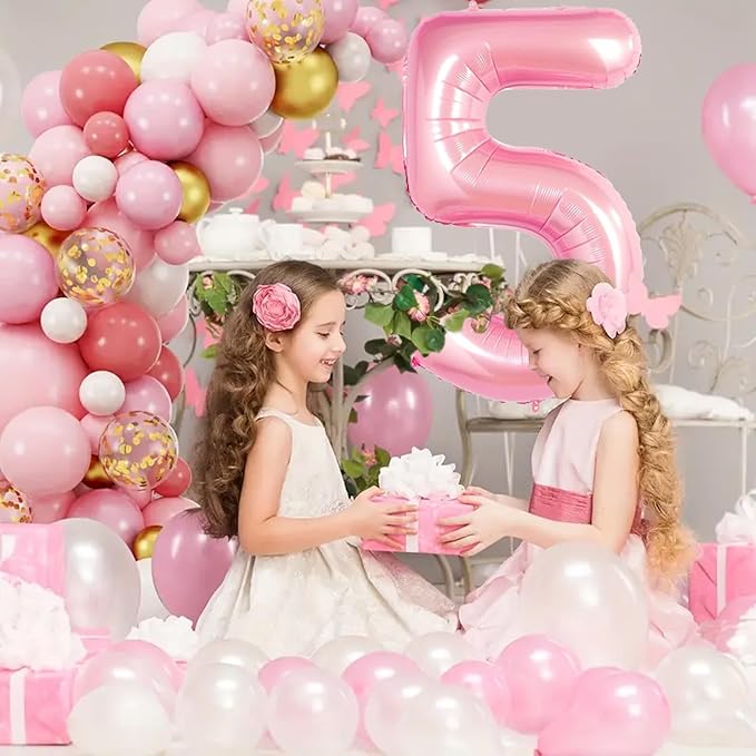 Number Balloons Pink Party Balloon - Giant Number 5 Balloon, 40 Inch Large Balloon, Birthday Decorations for Women, Birthday Balloon for Anniversary Baby Shower Princess Party Decorations