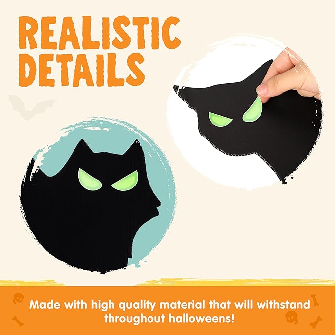 JOYIN 6 Pcs Halloween Yard Signs Decorations Outdoor, Halloween Black Cat Stakes with Glow in Dark Eyes, Scary Silhouette Decor for Pathway Graveyard Yard Garden Lawn Patio Party Supplies