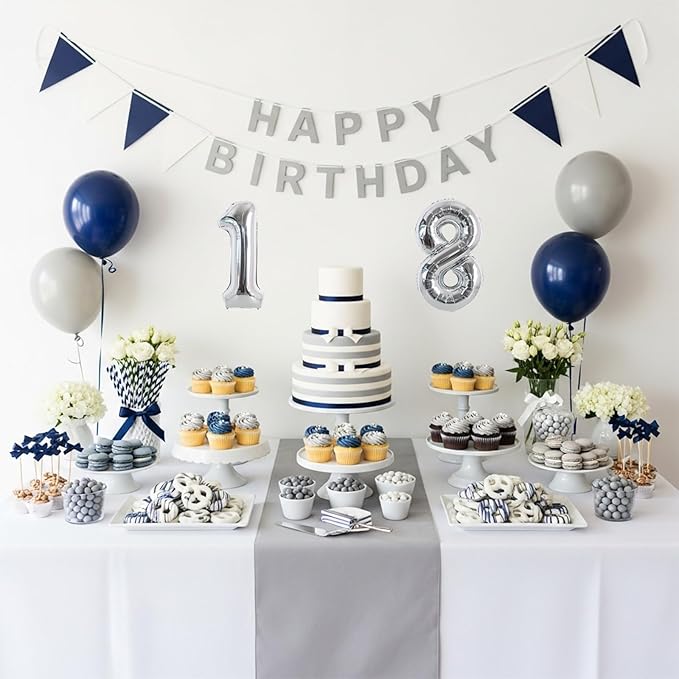TONIFUL Number Balloons 16 Inch Silver 2 Set 0-9 Number Mylar Foil Balloons 20 Pcs Custom digitalal for 2026 New Year Eve Birthday Party Engagement Graduations Anniversary Baby Shower Decor
