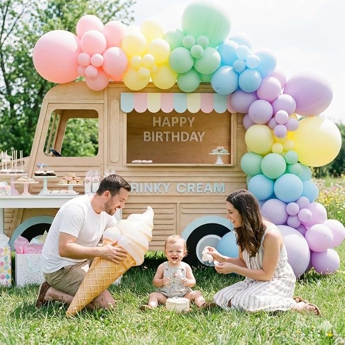 158PCS Pastel Balloon Arch Garland Kit with Pink Green Yellow Blue Purple Balloons for Unicorn Party Supplies, Rainbow Theme Birthday, Baby Shower Decorations, Colorful Garland