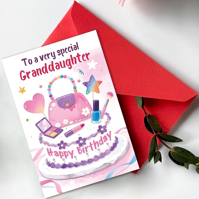 Granddaughter Birthday Card, Funny Birthday Card Gifts for Granddaughter from Grandma Grandpa-8x5.3 Inches, Double-Sided