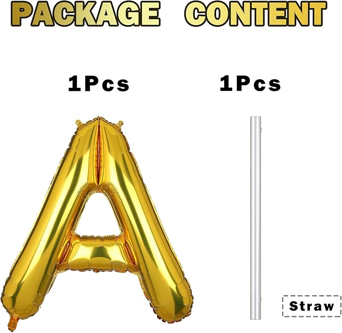 40 Inch Giant Gold Letter A Balloons Birthday Party Decorations Mylar Foil Big Alphabet Helium Balloon