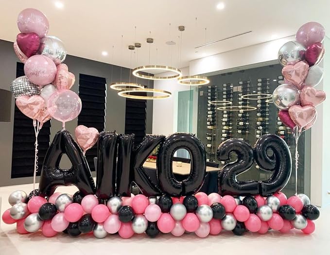 Black Letter R Balloons, 40 Inch Alphabet R Letter Balloons Foil Mylar Big Letter Balloons for Birthday Party Anniversary New Year Graduation Wedding Decorations