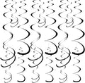 Colorful Ceiling Swirl Foil Decorations Hanging Plastic Streamer Themed Swirl Party Decoration for Wedding Thanksgiving Day Graduation Celebration, Pack of 28 (Black)