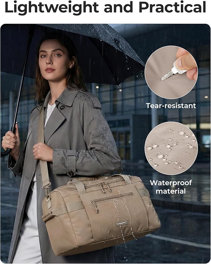 BAGSMART Travel Duffel Bags for Women, 32L Gym Duffle Bag with Laptop Compartment, Carry On Weekender Overnight Bag, Shoe Bag, PVC Wet Pocket, Brown
