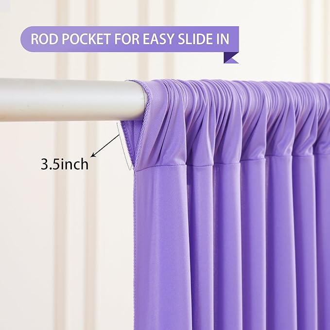 Lavender Backdrop Curtains - 6 Panel Wrinkle-Free Polyester Photography Drapes for Baby Shower & Birthday Party - 24 X 10FT