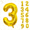 40 Inch Gold Number Balloons, Helium Mylar Foil Number Balloons for Birthday, Number 3 Balloon for 3st Birthday Decorations for Kids, Anniversary Party Decorations Supplies