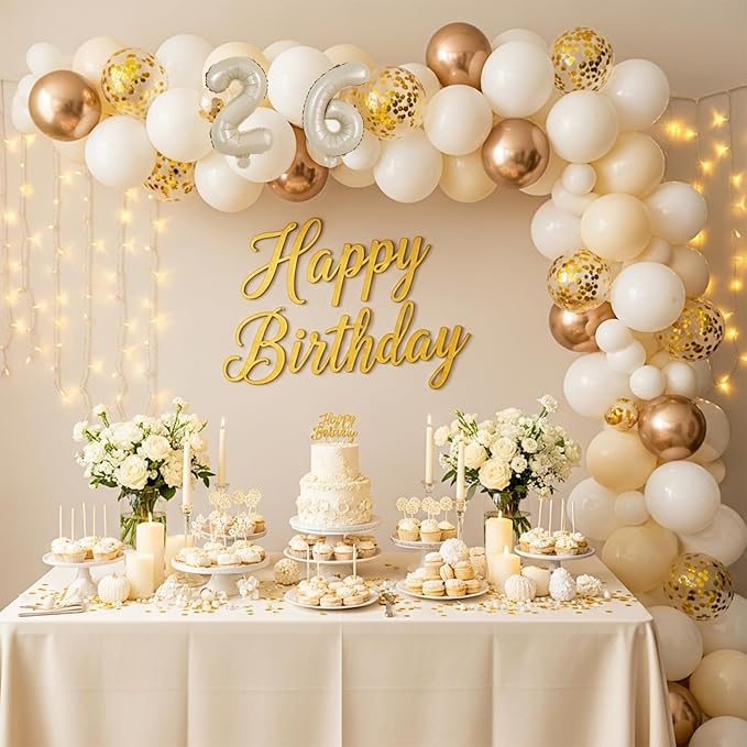 TONIFUL Number Balloons 16 Inch Caramel 2 Set 0-9 Number Mylar Foil Balloons 20 Pcs Custom digitalal for 2026 New Year Eve Birthday Party Engagement Graduations Anniversary Baby Shower Decor