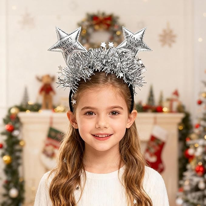 Doneace Happy New Year Headband 2026 New Year Eve Hairbands Glitter Hair Accessories for Women Girls New Years Party Favors