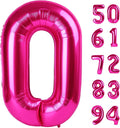 Hot Pink Number Balloon 40 Inch, 0 Number Balloons, 10 20 30 40 50 Numbers Balloon Birthday Decorations, Pink Party Supplies for Women