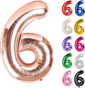 Rose Gold Number 6 Balloon 40 Inch, 6 Balloon Number, 6th Birthday Decorations, Rose Gold Party Supplies for Boys Girls