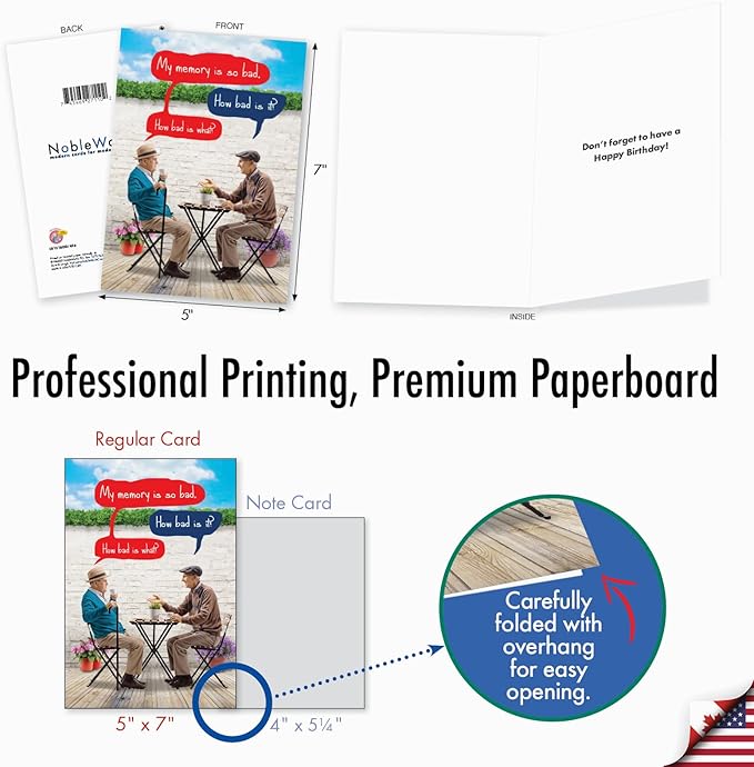 NobleWorks - Funny Birthday Greeting Card with 5 x 7 Inch Envelope (1 Card) Bday Men Bad Memory C8151BDG