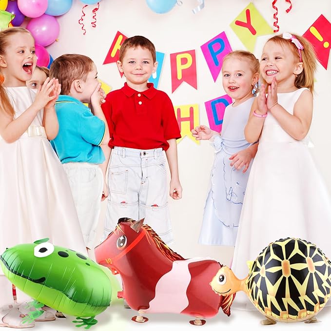 20Pcs Set Walking Animals Balloons Set, Pets Walking Balloons, Mylar Foil Helium Aluminum Balloon Kit for Kids Birthday Party Baby Shower Decor Children Gift