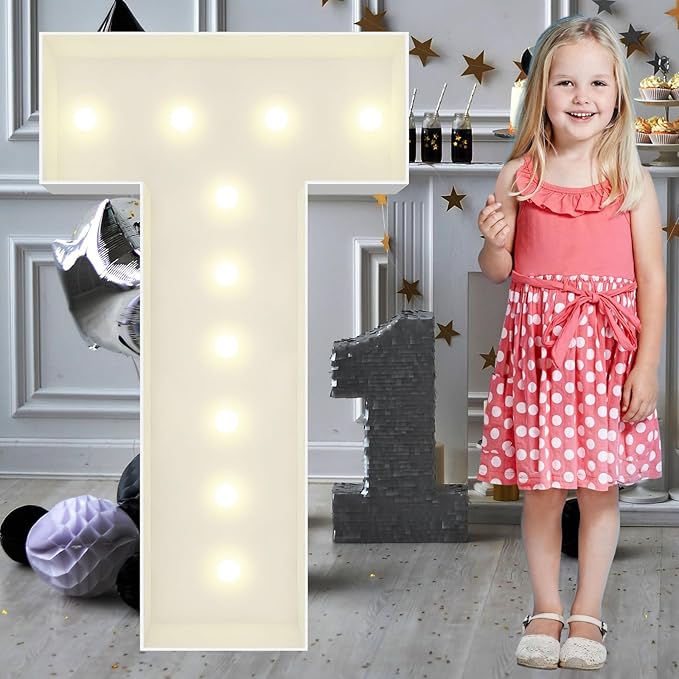 3FT Marquee Light Up Letters T, Big Marquee Letter for Baby Shower Birthday Engagement Wedding Marry Me Party Decor