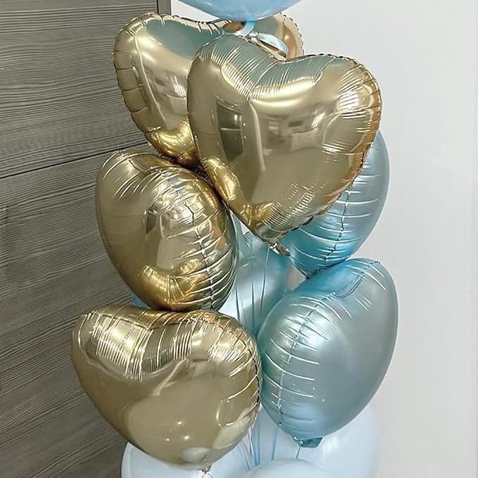 Pastel Gold Heart Balloons, 18 Inch 10 Pcs Light Yellow Foil Heart Balloons Pastel Yellow Heart Shape Foil Balloons Pastel Gold Party Balloons for Birthday Wedding Baby Party Valentines