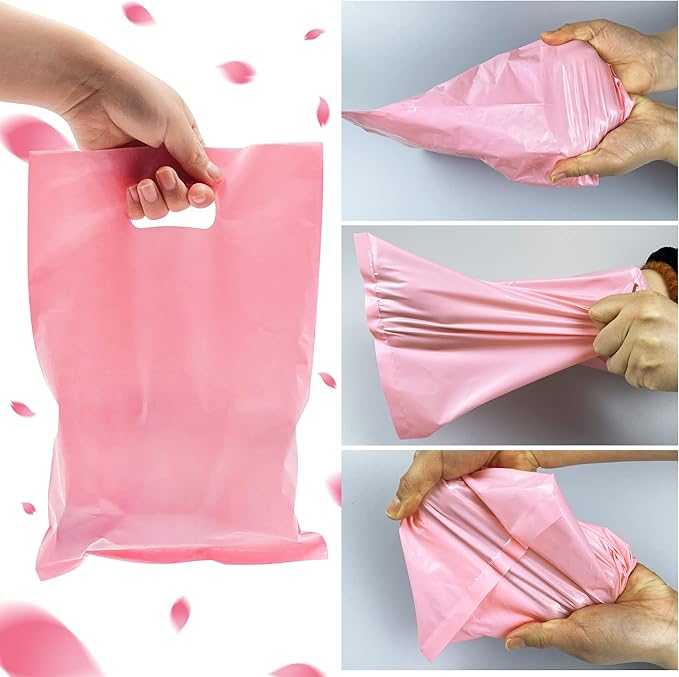 TOSPARTY 40PCS Pink Plastic Gift Bags Easter Candy Bag Die Cut Plastic Bags are Sturdy Party Assorted Easter Gift Bag
