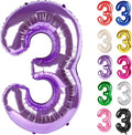 Purple Number 3 Balloon 40 Inch, 3 Balloon Number, 3rd Birthday Decorations, Purple Party Supplies for Boys Girls