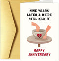 Funny 9th Anniversary Card & Gift for Husband Wife, Pottery Anniversary Pun Card Gifts for Him Her, 9 Years Together Wedding Anniversary Card for Couple, Nine Years Later & We're Still Kiln It