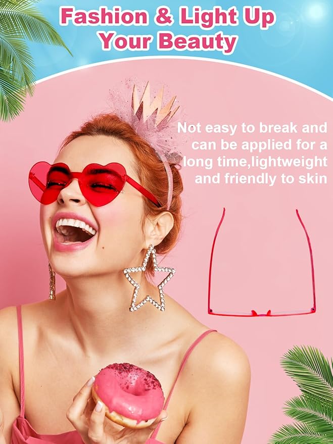 12 Pairs Heart Shaped Sunglasses for Women Colorful Glasses Fun Trendy Transparent Heart Sunglasses Party Favor