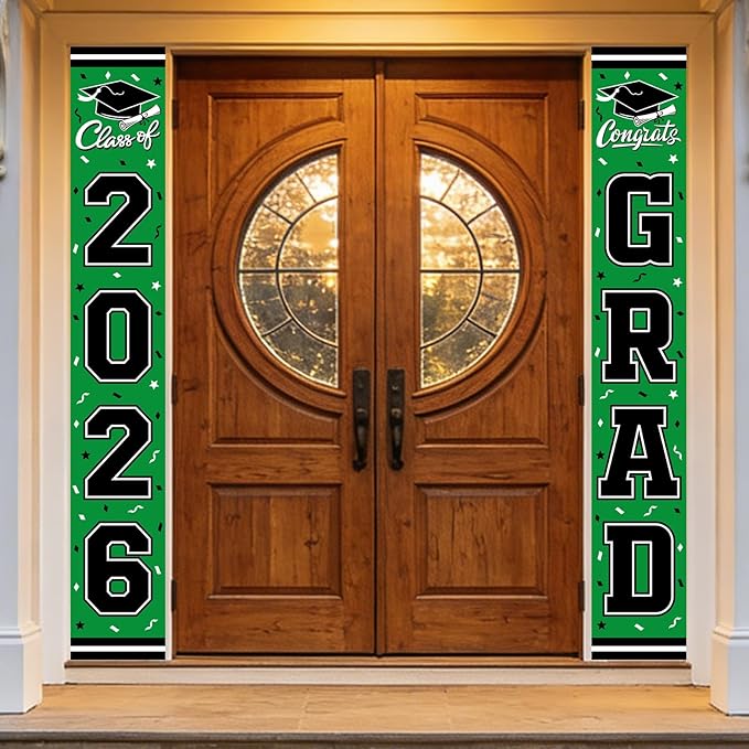 2026 Graduation Decorations,Congrats Grad Banner Backdrop for Class of 2026 Decorations- Green Graduation Party Decorations