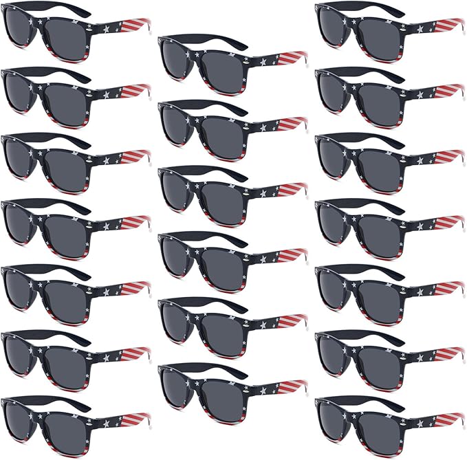 YQVIE Bulk American Flag Sunglasses for Adult Retro Independence Day Glasses UV400 Protection