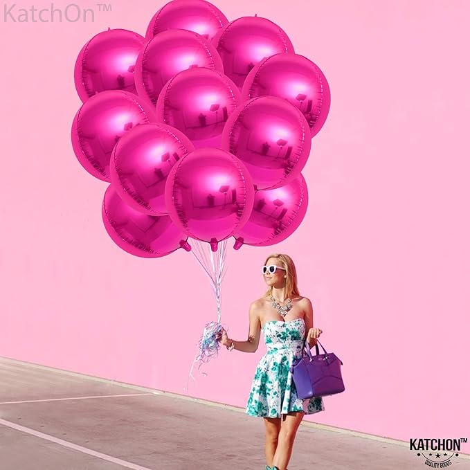 KatchOn, Large, Hot Pink Balloons - 22 Inch, Pack 12 | Foil Balloons, Hot Pink Balloon for Wedding Engagement Bridal Bachelorette Tropical Party Decorations | Gender Reveal Decor | Pink Birthday