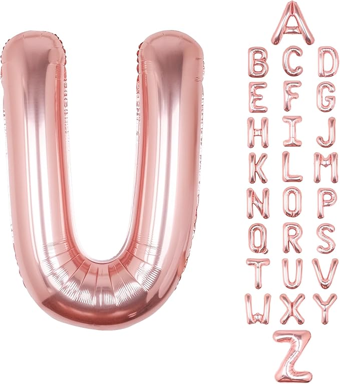 Letter Balloons 40Inch Large Giant big Foil Mylar Rose Gold Balloons U for Birthday Party Decorations