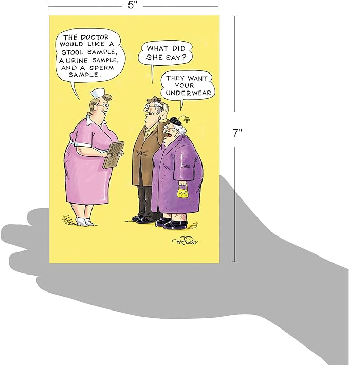 NobleWorks Funny Birthday Paper Card with 5 x 7 Inch Envelope (1 Card) Bday Want Underwear Collins Birthday Cartoon 4760Z