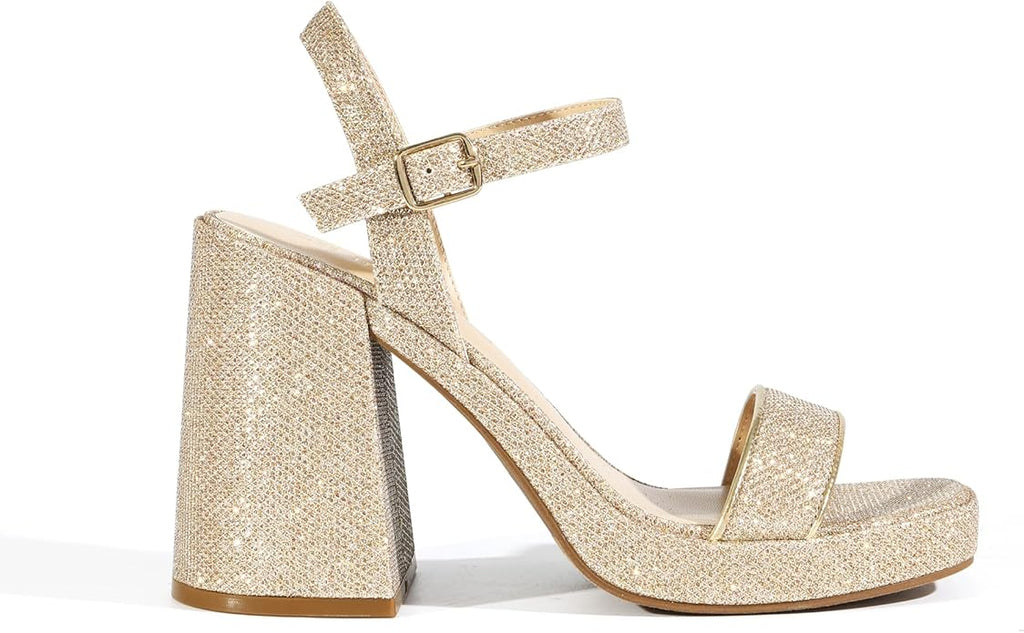 DREAM PAIRS Heels for Women Block Chunky Platform High Heels Open Toe Fashion Wedding Party Evening Prom Dance Ankle Strap Dress Pump Sandals Shoes